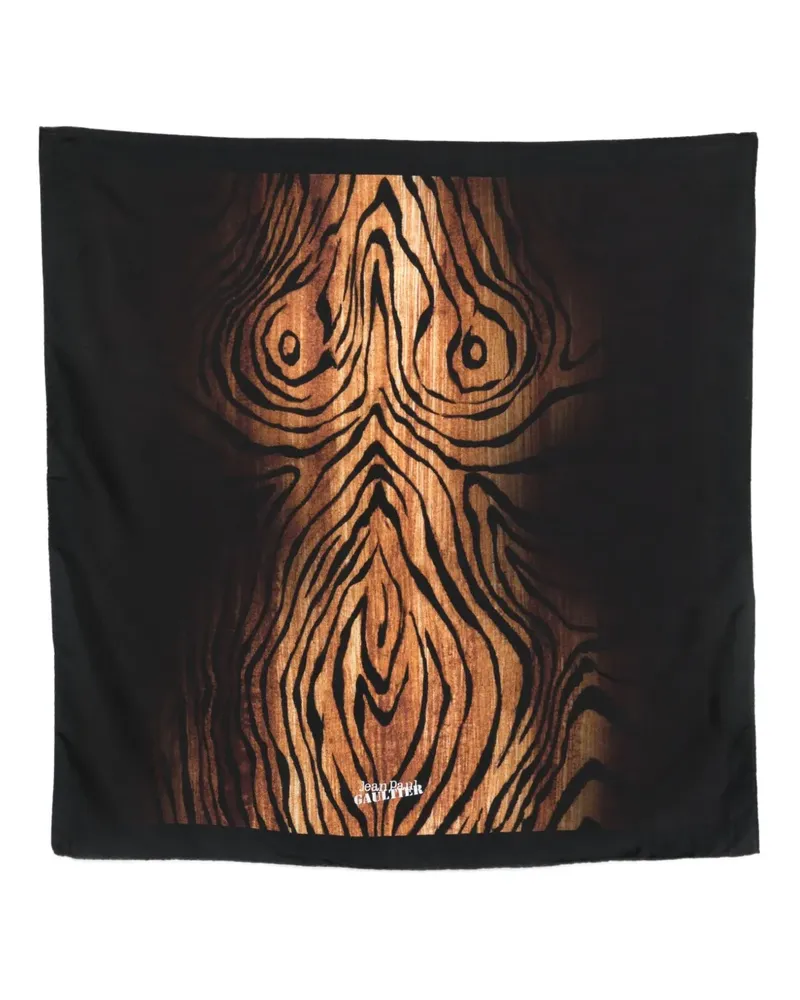 Jean Paul Gaultier Seidenschal mit Holz-Print - Braun Braun