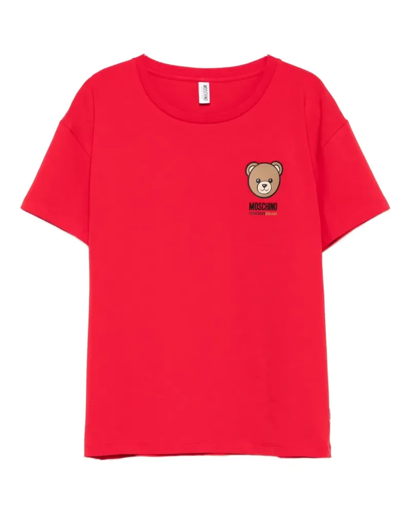 Moschino Kurzärmeliges Oberteil mit Teddy-Print - Rot Rot