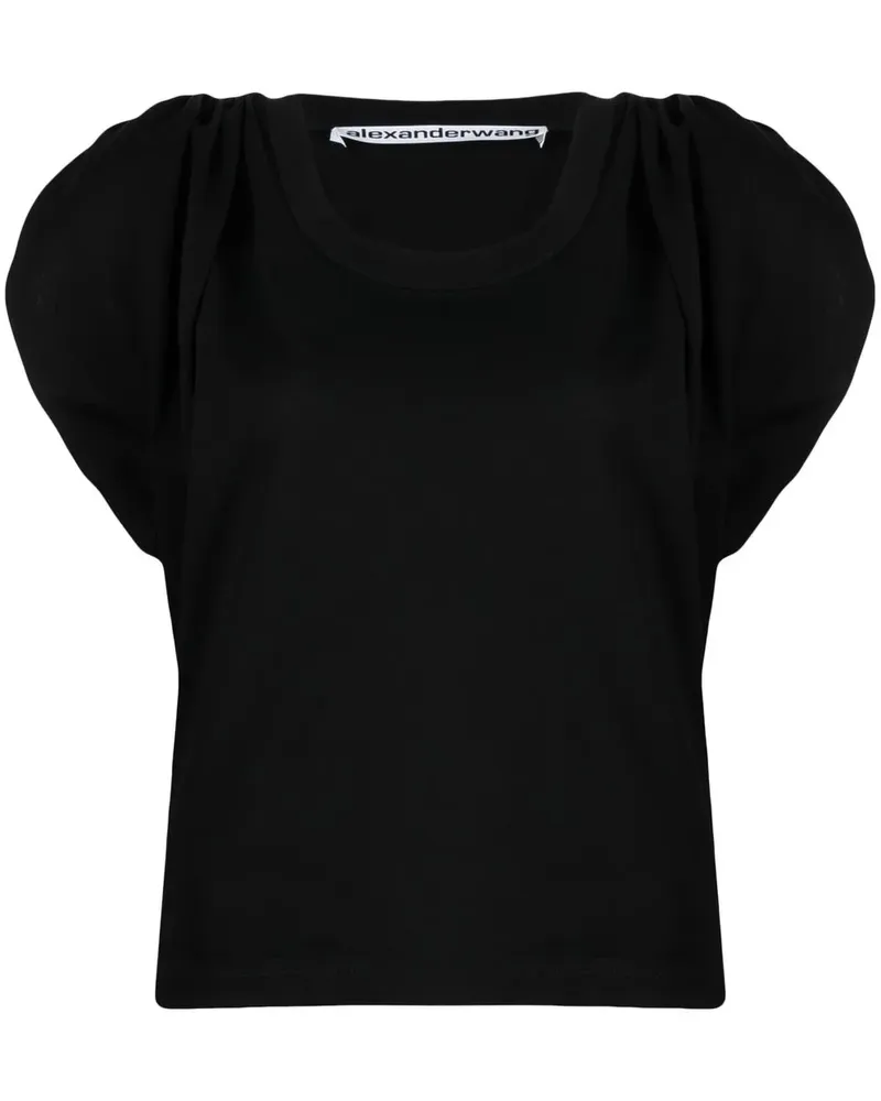 Alexander Wang T-Shirt mit gerafften Ärmeln - Schwarz Schwarz