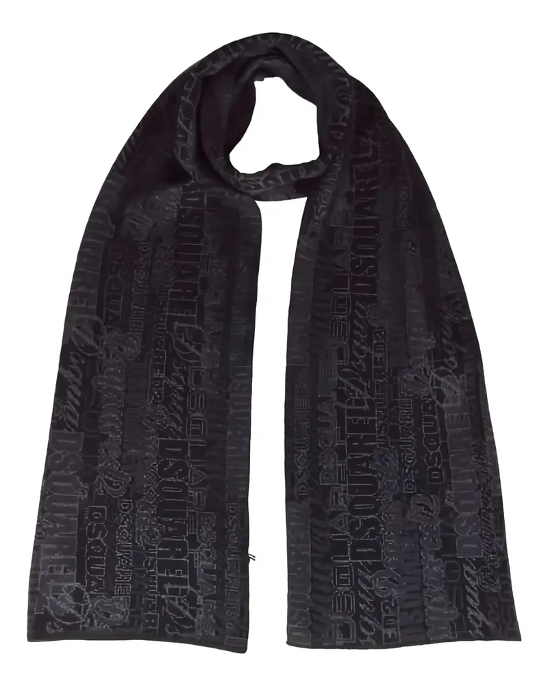 Dsquared2 Schal mit Jacquard-Logo - Schwarz Schwarz