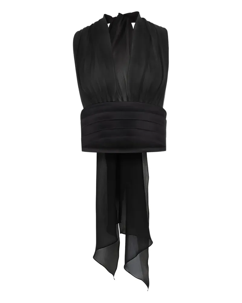 Nina Ricci Seidenbluse mit V-Ausschnitt - Schwarz Schwarz