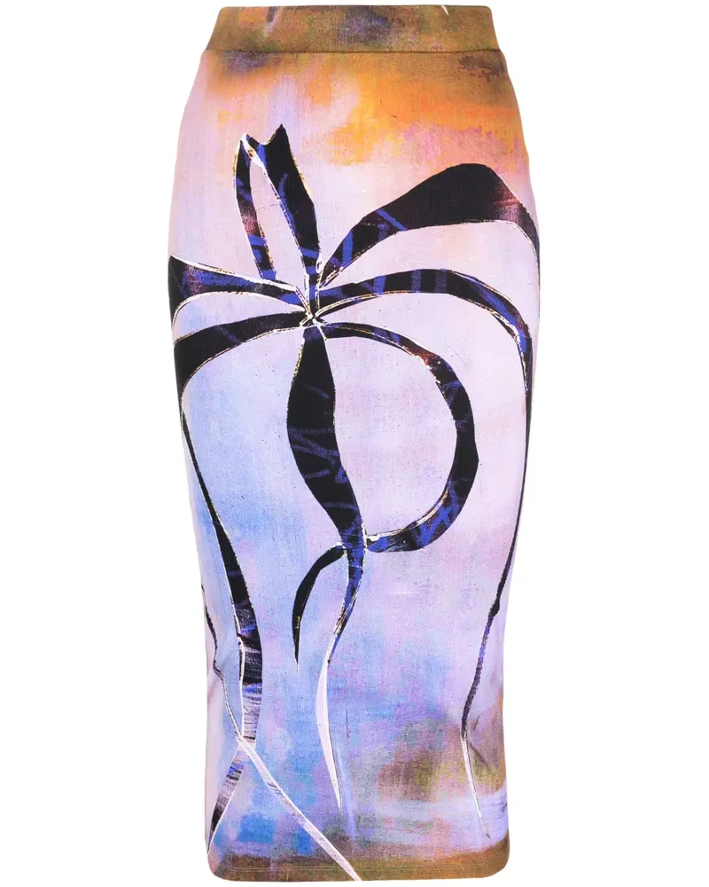 Louisa Ballou Midirock mit Print - Violett Violett