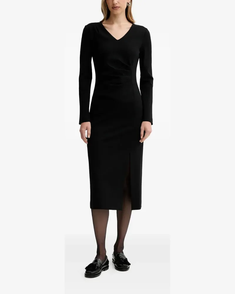 Liviana Conti Filippa Midikleid mit V-Ausschnitt - Schwarz Schwarz