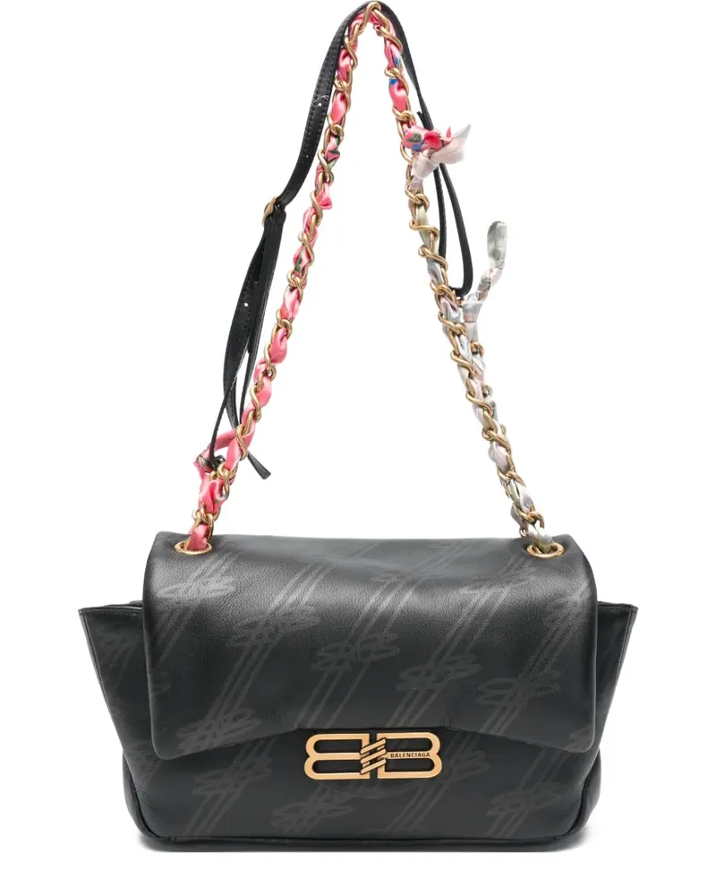 Balenciaga Schultertasche mit Logo - Schwarz Schwarz