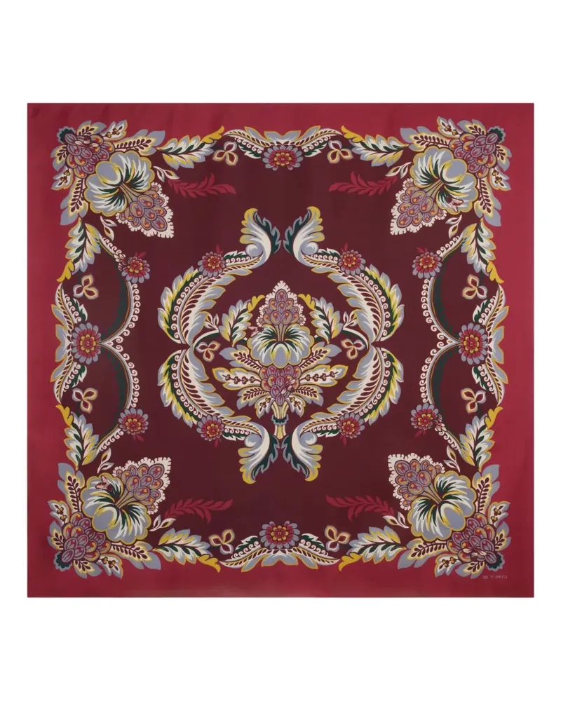 Etro Seidenschal mit Blumen-Print - Rot Rot