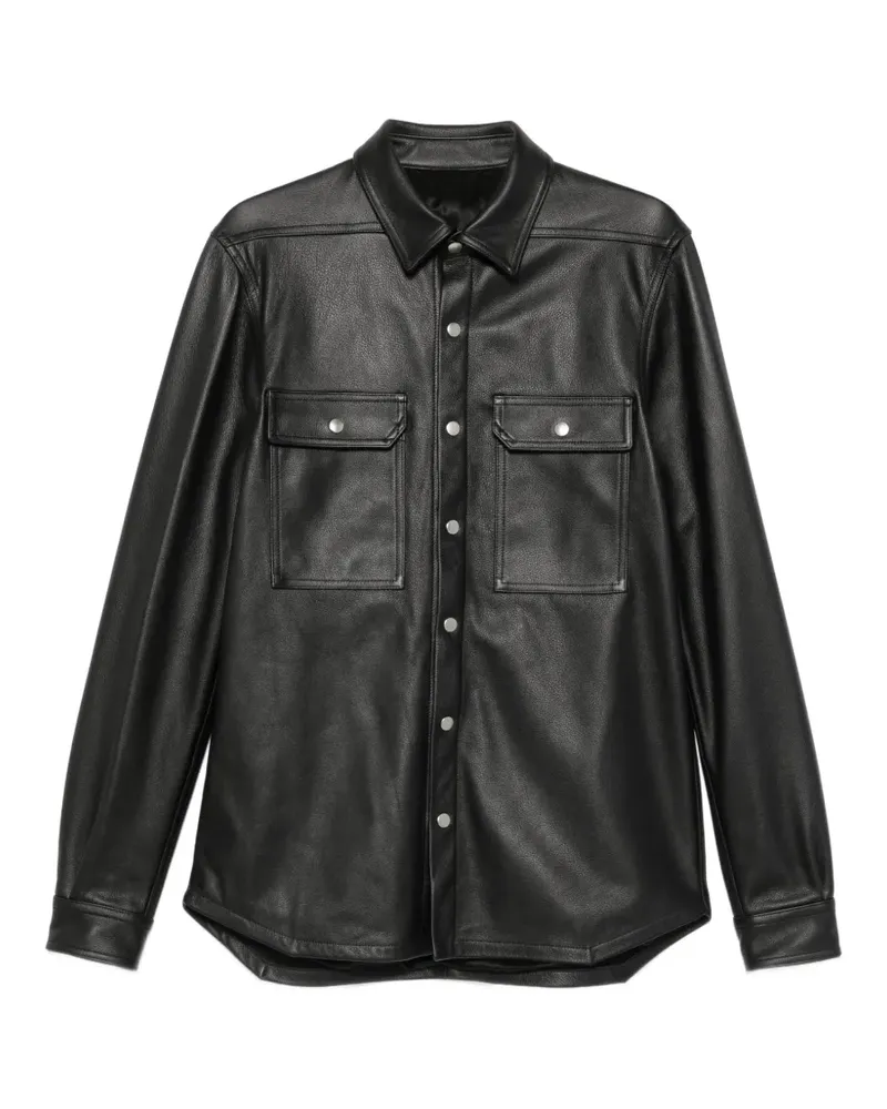 Rick Owens Outershirt Hemdjacke aus Leder - Schwarz Schwarz