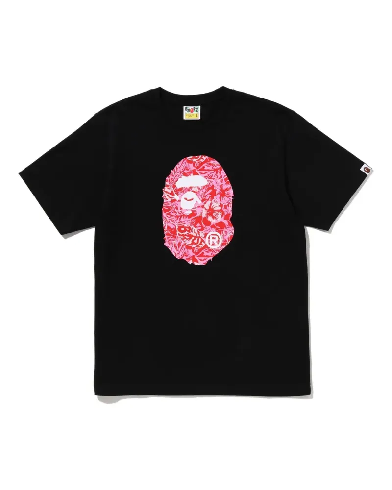 BAPE Ape Head T-Shirt mit Blumen-Print - Schwarz Schwarz