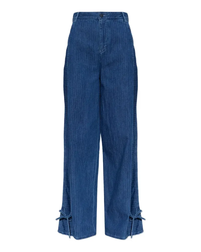Emporio Armani herringbone-pattern tie-fastening jeans - Blau Blau