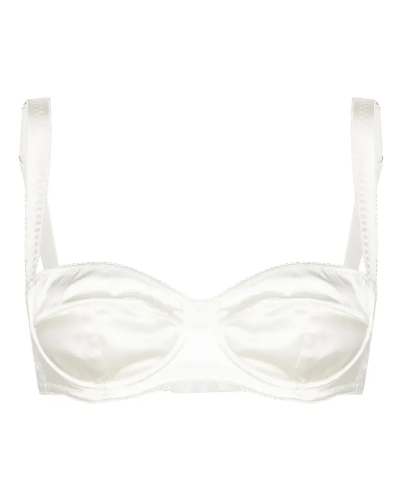 Dolce & Gabbana Balconette-BH aus Satin mit Wellensaum - Weiß Weiß