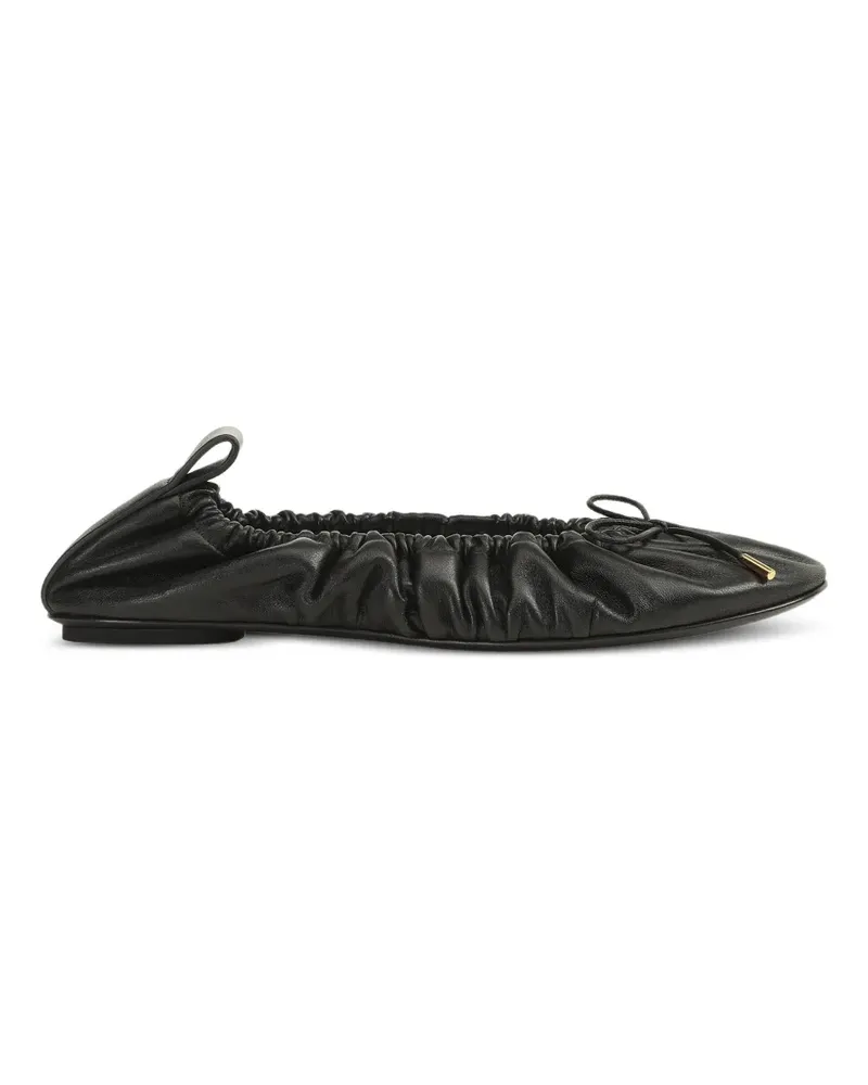 Sergio Rossi Plisse Ballerinas - Schwarz Schwarz
