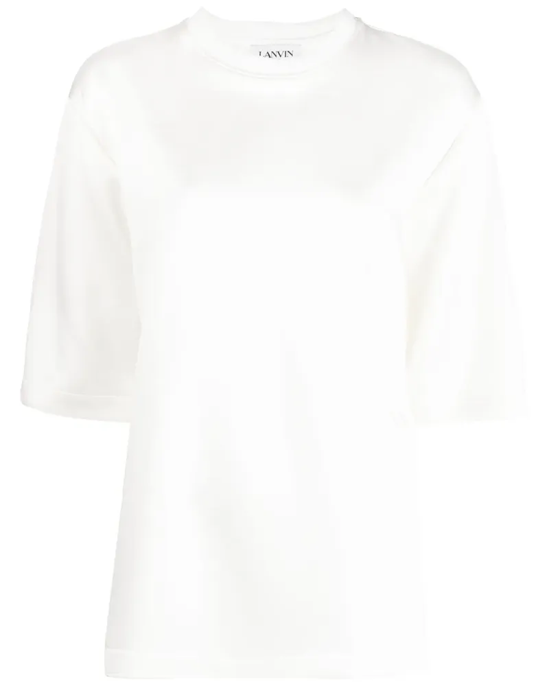 Lanvin T-Shirt aus Satin mit Logo-Stickerei - Weiß Weiß