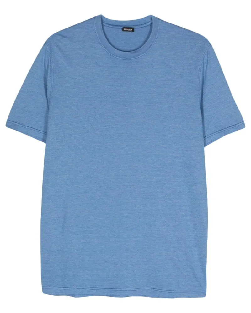 Kiton Meliertes T-Shirt - Blau Blau