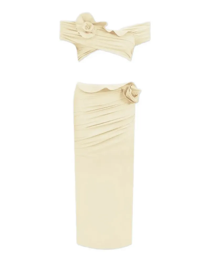 Maygel Coronel Marimba floral-appliqué beachwear set (set of two) - Nude Nude