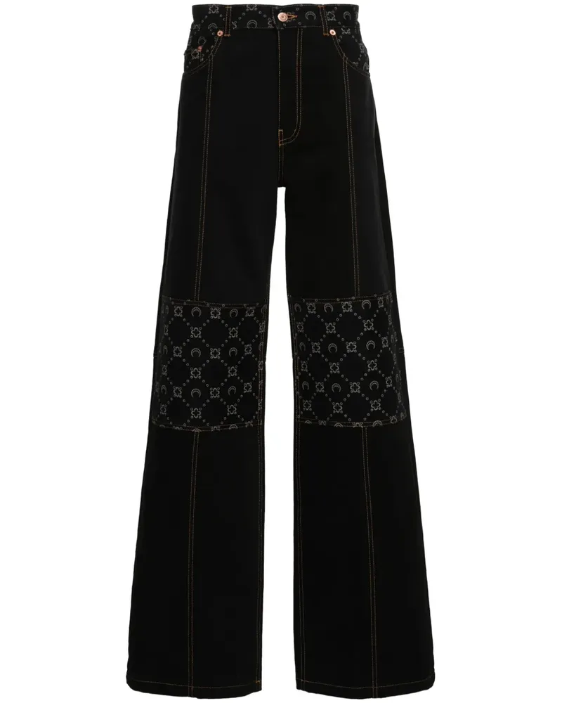 Marine Serre Weite Jeans mit Monogramm - Schwarz Schwarz