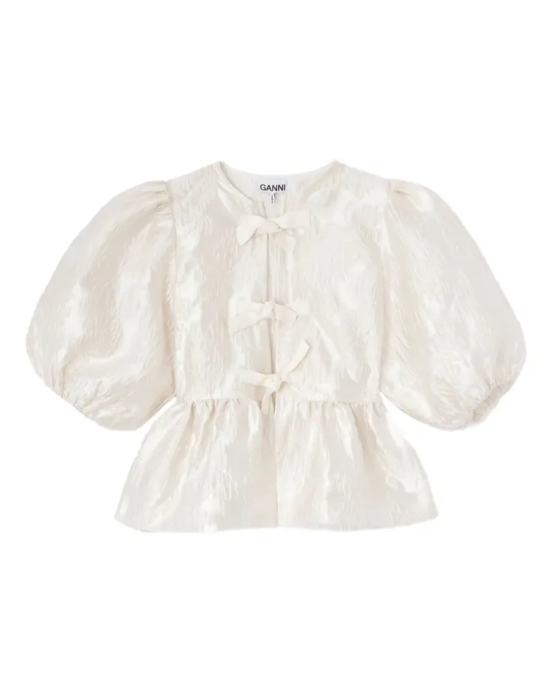Ganni Bluse mit Puffärmeln - Nude Nude