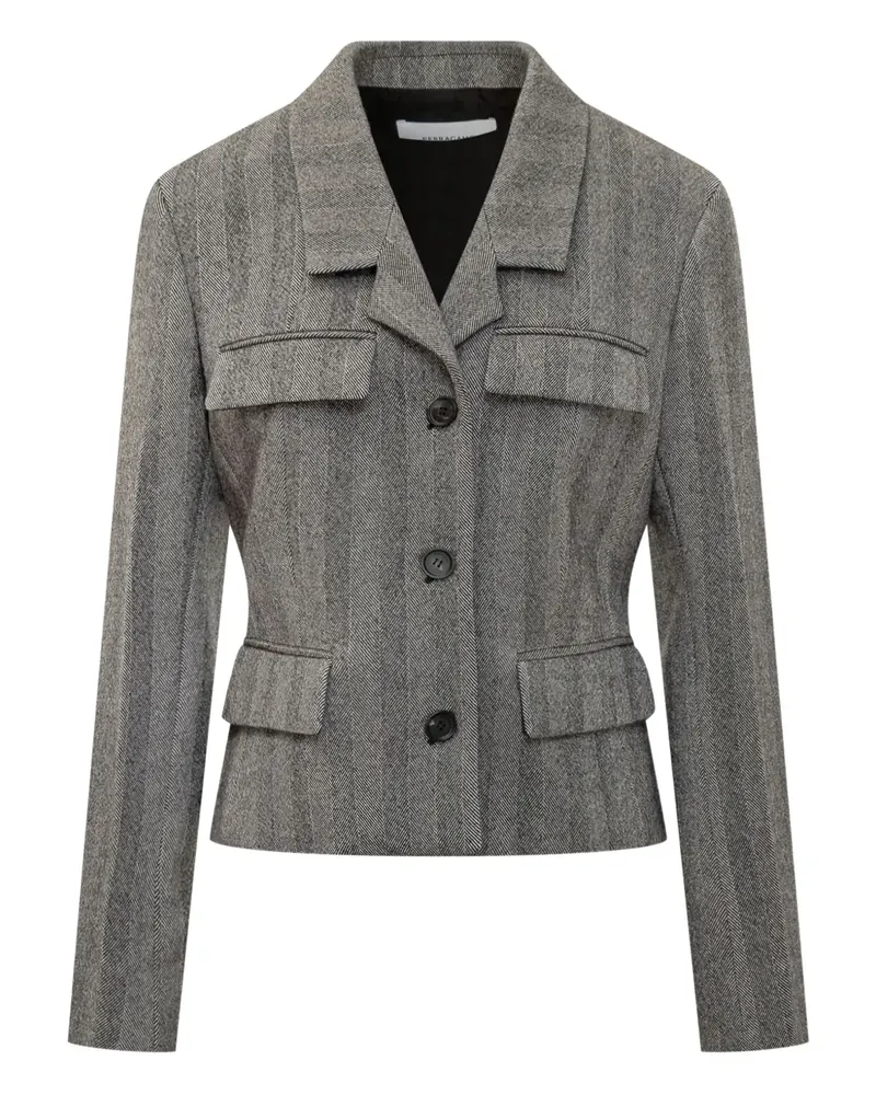 Ferragamo Fischgräten-Jacke mit mehreren Taschen - Schwarz Schwarz