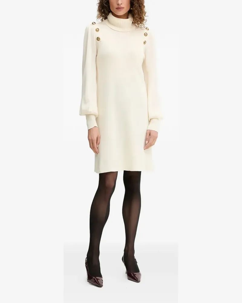 Luisa Spagnoli Moduno button-detail roll-neck mini dress - Weiß Weiß