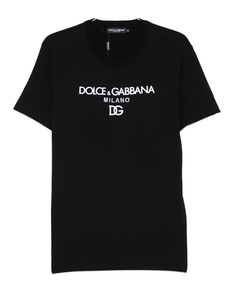 Dolce & Gabbana logo-embroidered T-shirt - Schwarz Schwarz