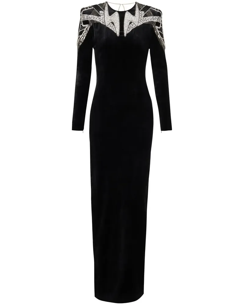 Balmain Langes Kleid mit Pailletten - Schwarz Schwarz