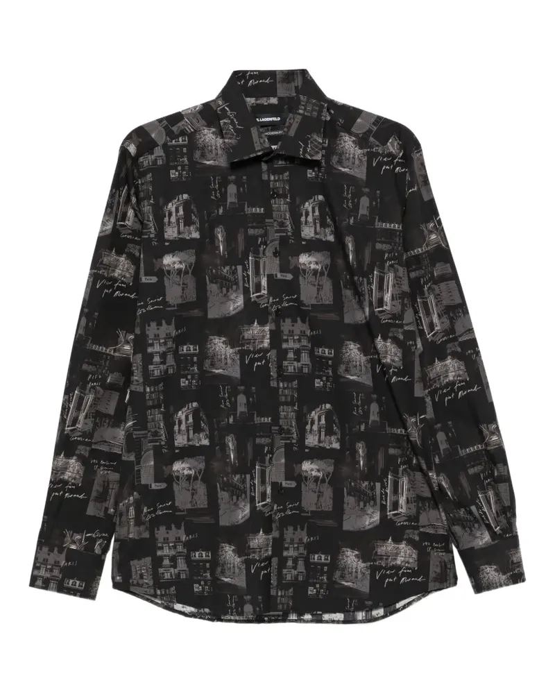 Karl Lagerfeld Paris-print long-sleeve shirt - Schwarz Schwarz