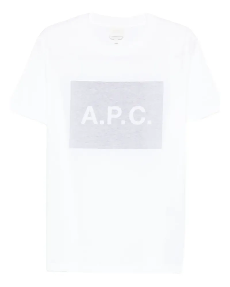 A.P.C. T-Shirt mit eckigem Logo - Weiß Weiß