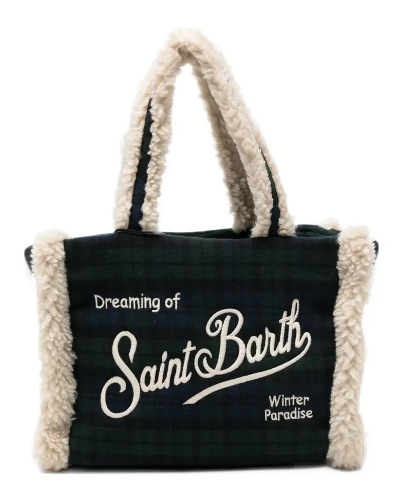 MC2 Saint Barth Colette tartan shearling-effect tote bag - Blau Blau