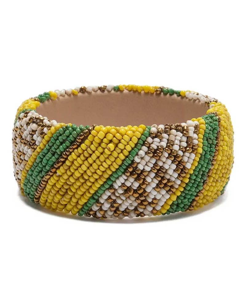 Maliparmi Gestreiftes Armband mit Perlen - Gelb Gelb