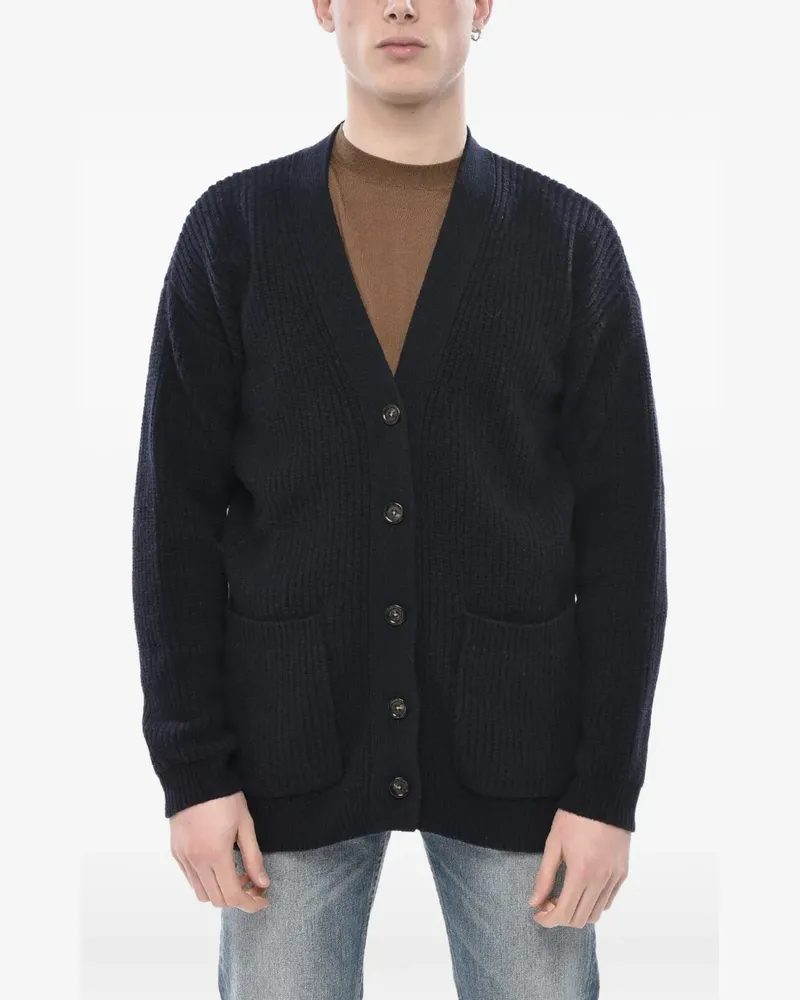 Paolo Pecora Milano V-neck ribbed-knit cardigan - Blau Blau