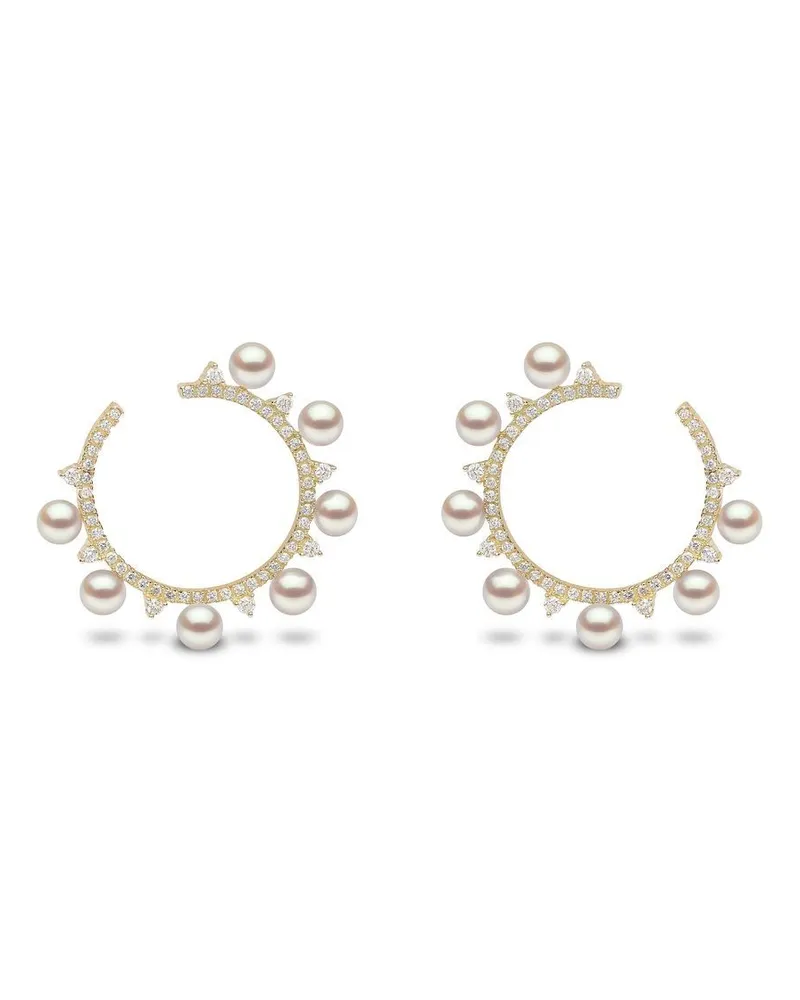 YOKO London 18kt Sleek Gelbgoldohrringe mit Akoya-Perlen und Diamanten Gold