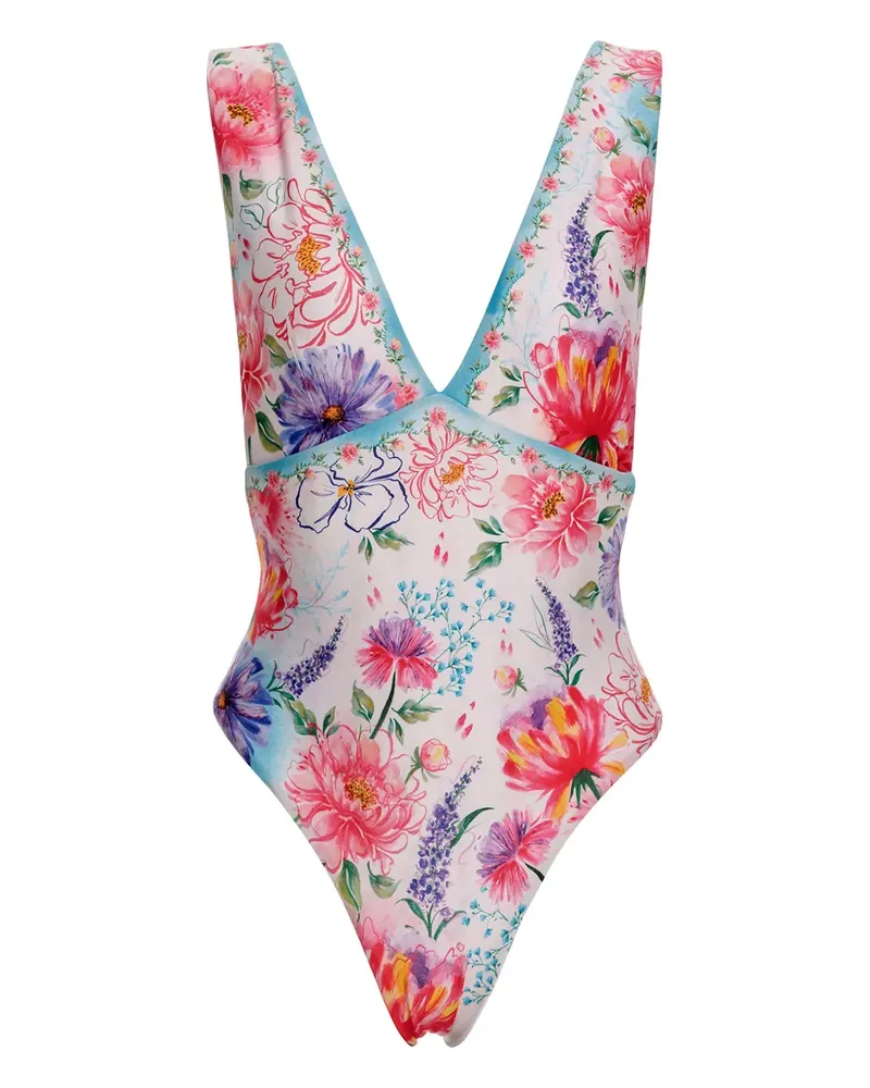 AGUA BENDITA Tulipa Badeanzug mit Blumen-Print - Blau Blau