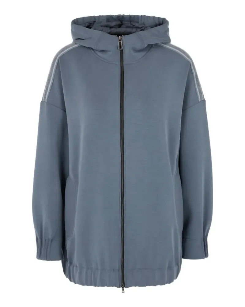 Marc Cain logo-tape zip-up hoodie - Blau Blau