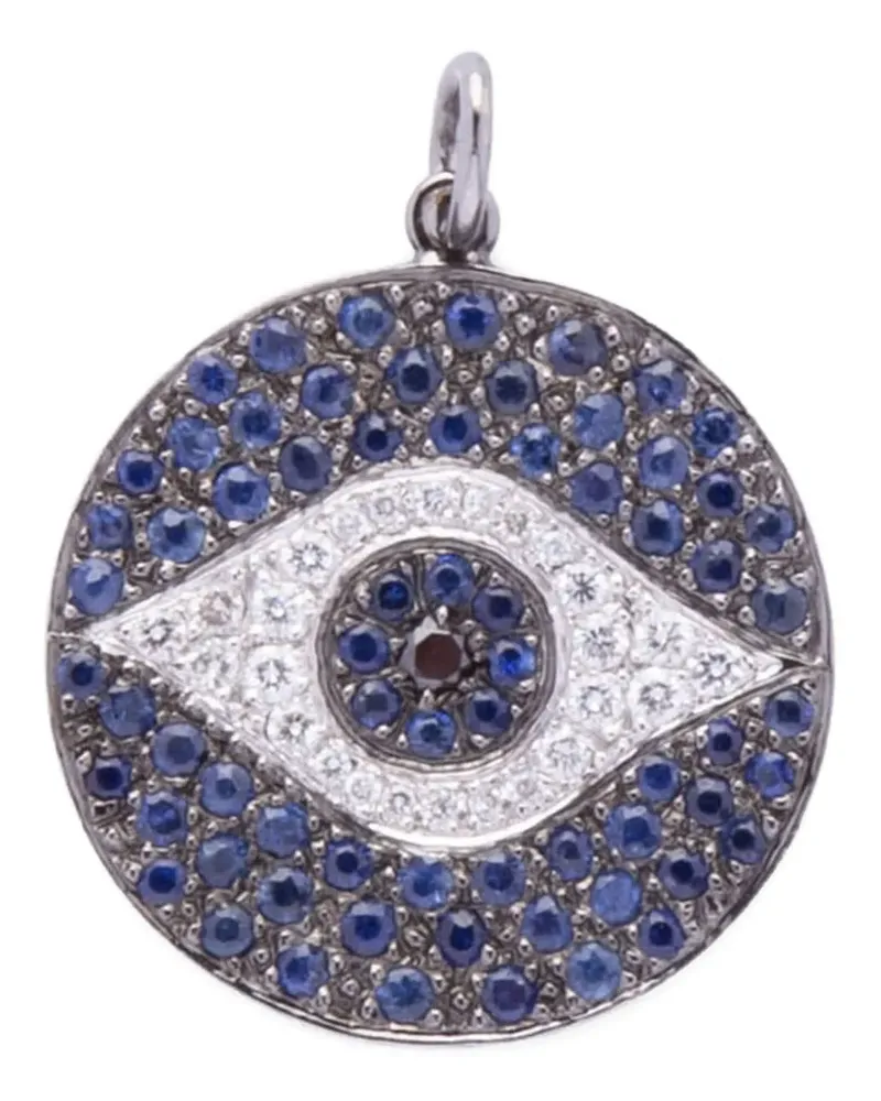 Ileana Makri 18kt Evil Eye Weißgoldanhänger mit Diamanten und Saphir - Silber Silber