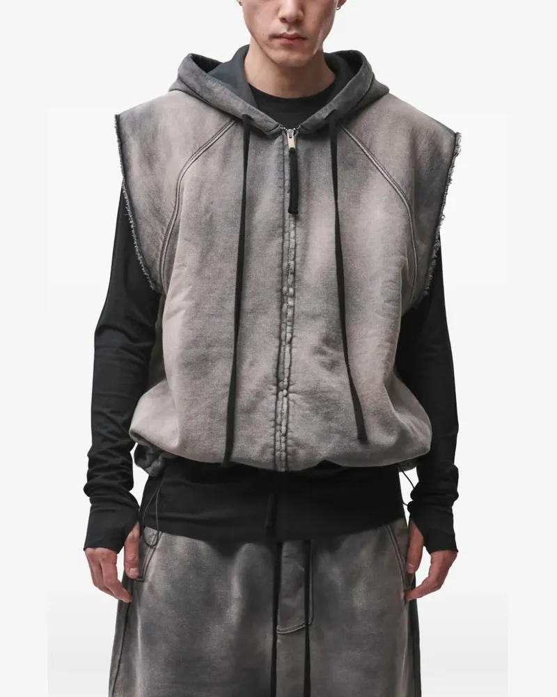 THOM KROM stone-wash hooded vest - Grau Grau