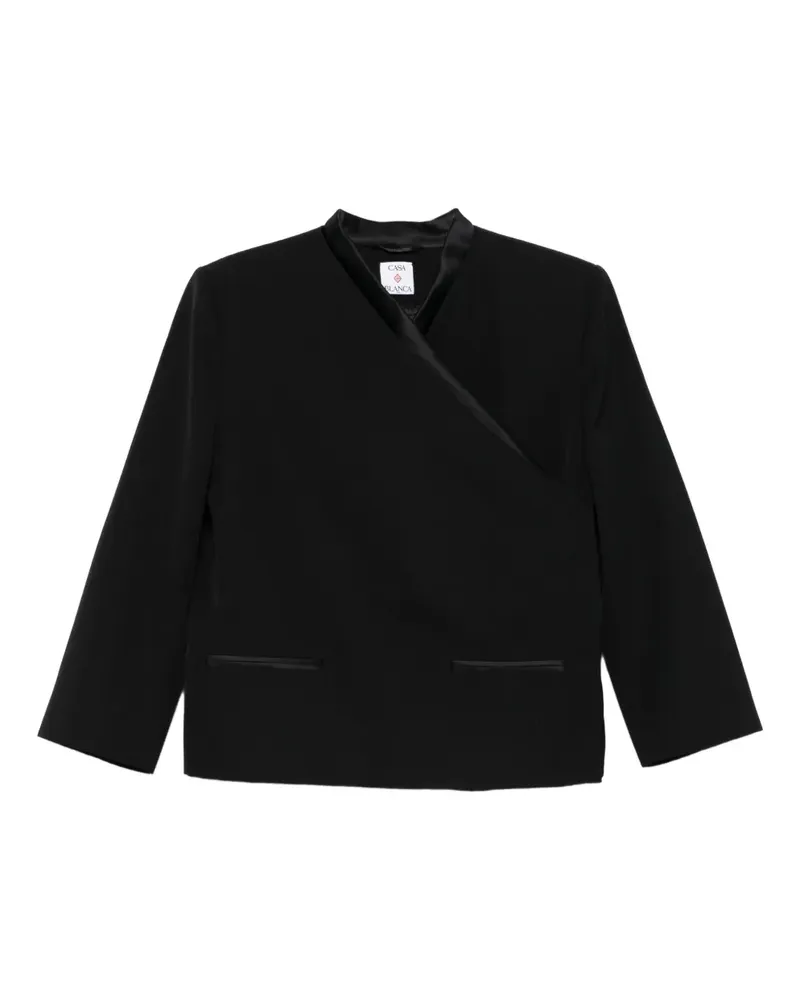 Casablanca Paris Wickeljacke mit Satinbesatz - Schwarz Schwarz