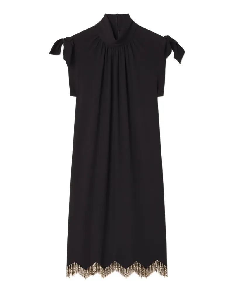 Lanvin Midikleid mit Kristallen und Fransen - Schwarz Schwarz