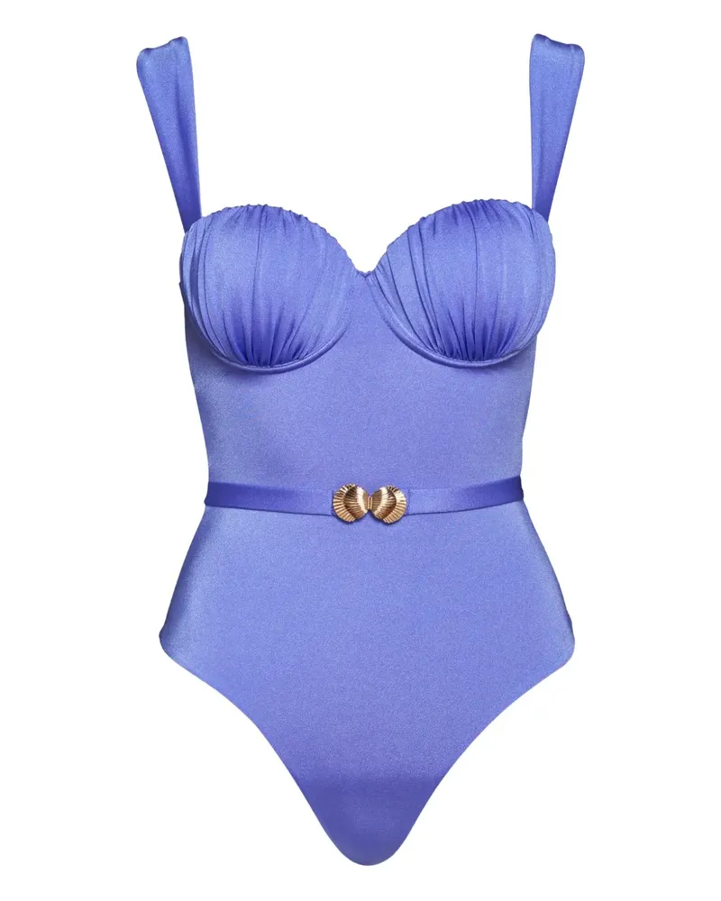 Noire Swimwear Balconette-Badeanzug mit Gürtel - Violett Violett