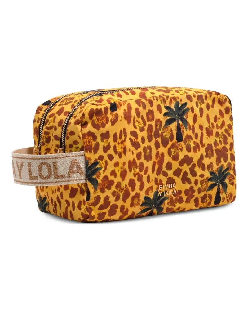 BIMBA Y LOLA Große Kosmetiktasche mit Leoparden-Print - Gelb Gelb