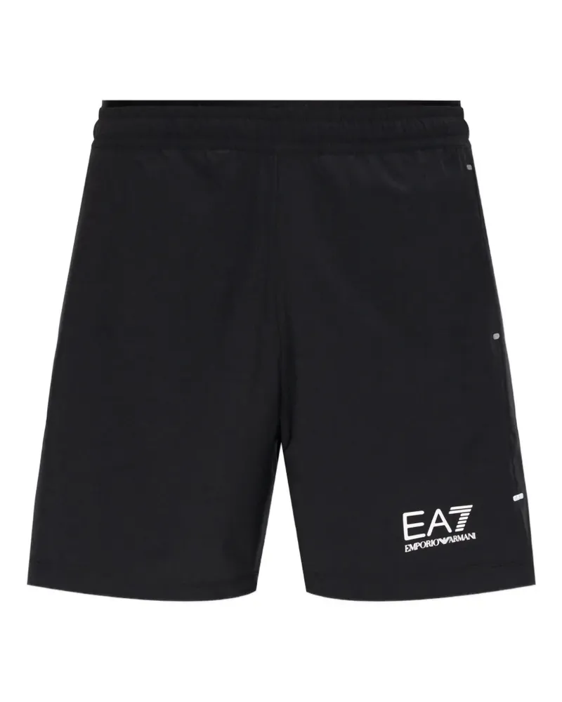 EA7 Shorts mit Logo-Print - Schwarz Schwarz