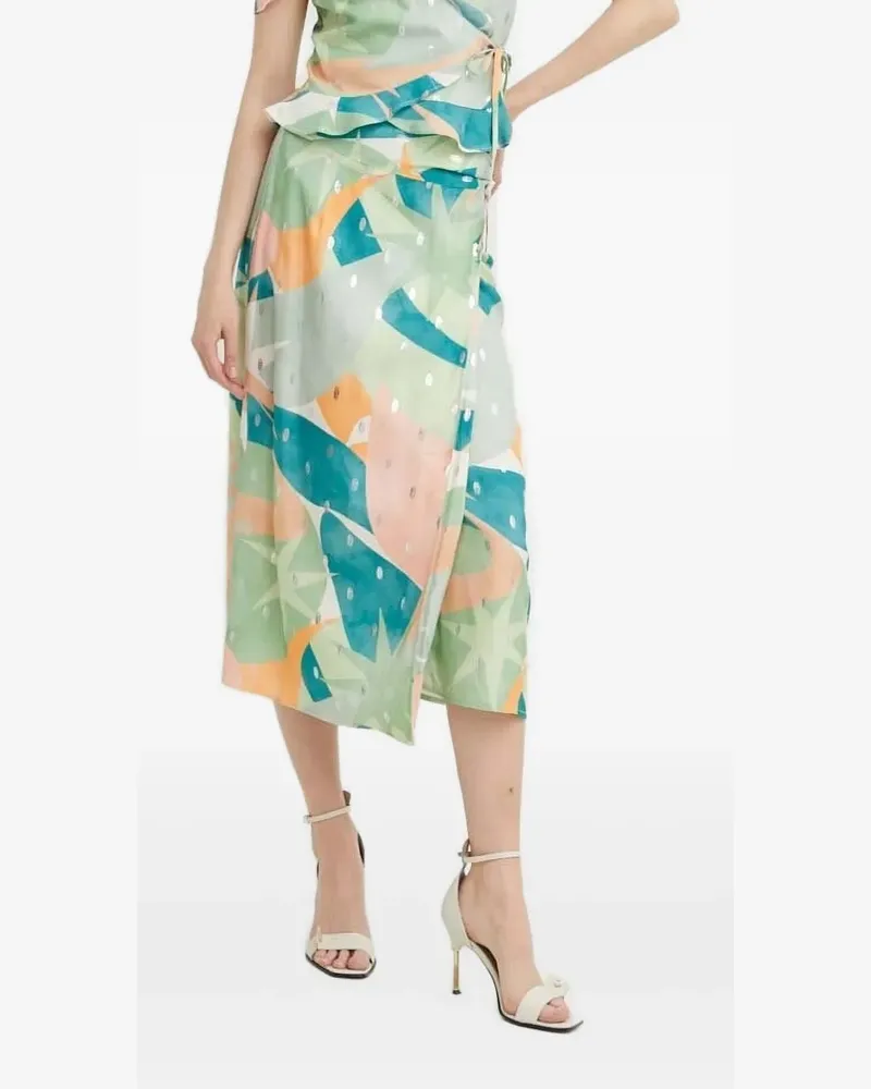 Never Fully Dressed Asymmetrischer Rock mit Print - Grün Grün