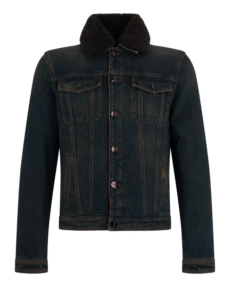 MOORER shearling-collar denim jacket - Blau Blau