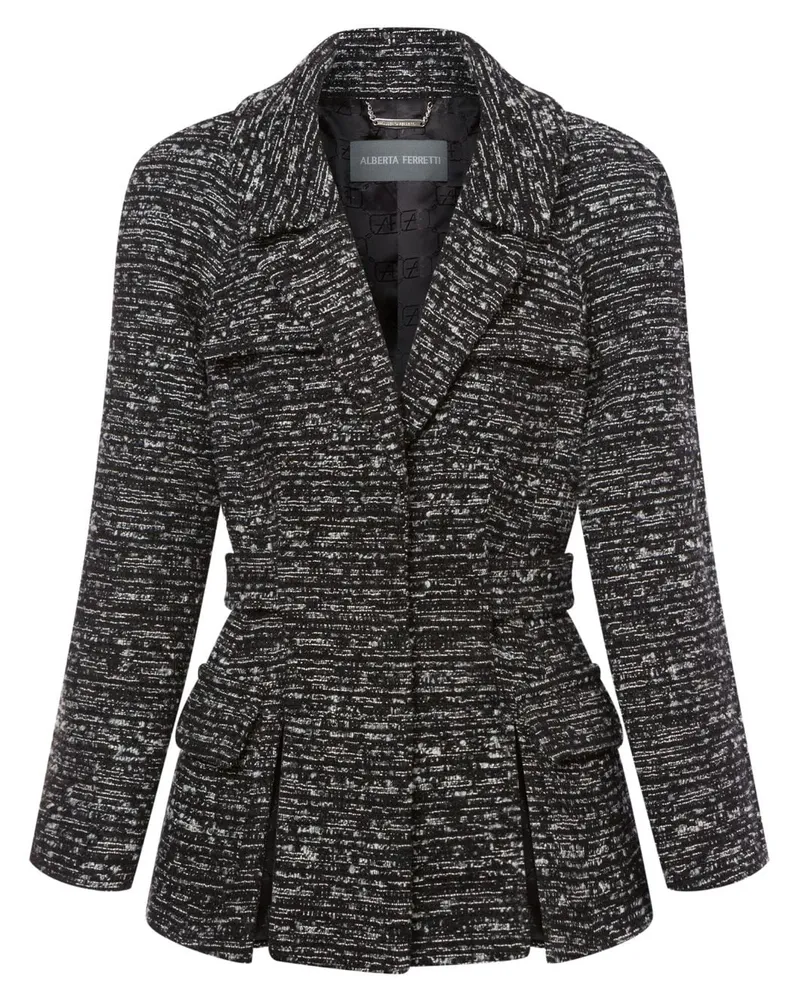 Alberta Ferretti Einreihige Tweed-Jacke - Schwarz Schwarz