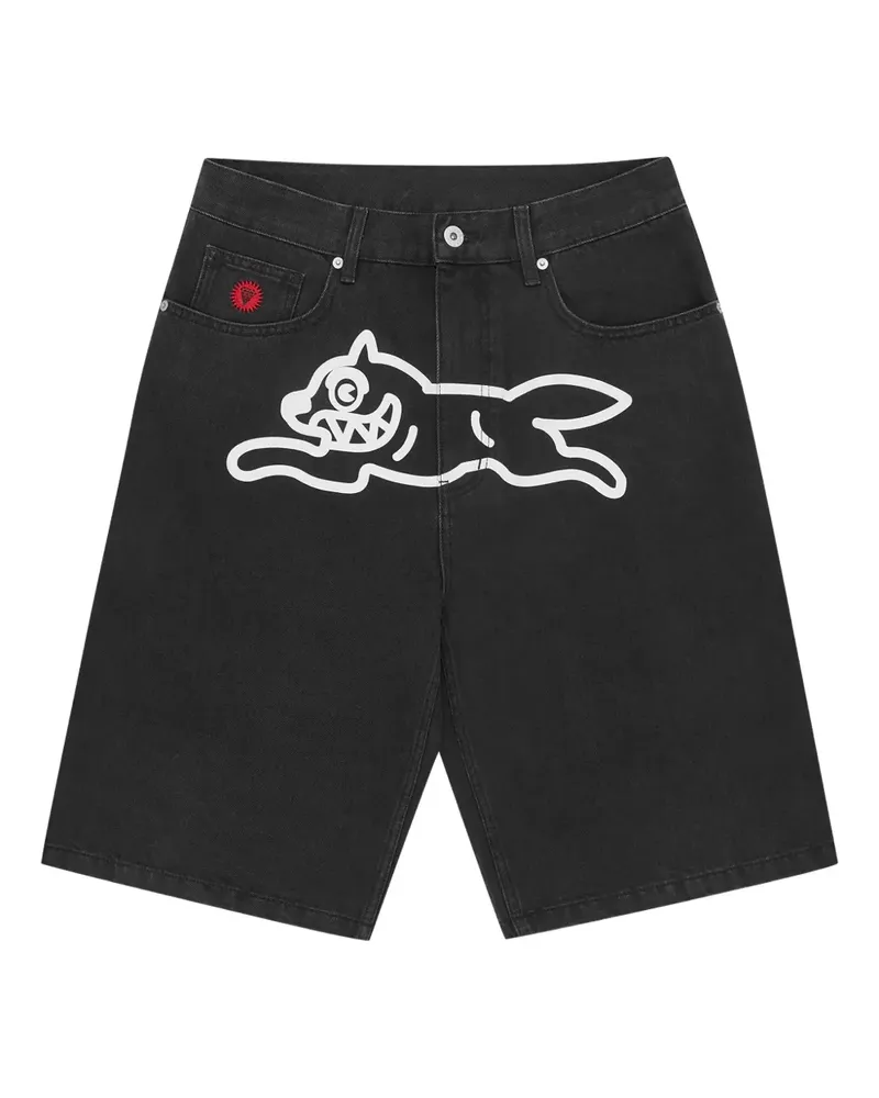 ICECREAM Jeans-Shorts mit Hunde-Print - Schwarz Schwarz