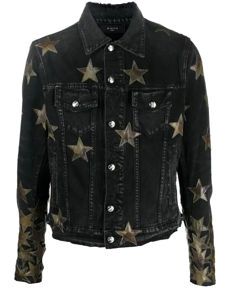 Amiri Jeansjacke mit Stern-Patches - Schwarz Schwarz