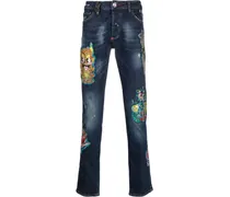 Gerade Jeans mit Hawaii-Patches
