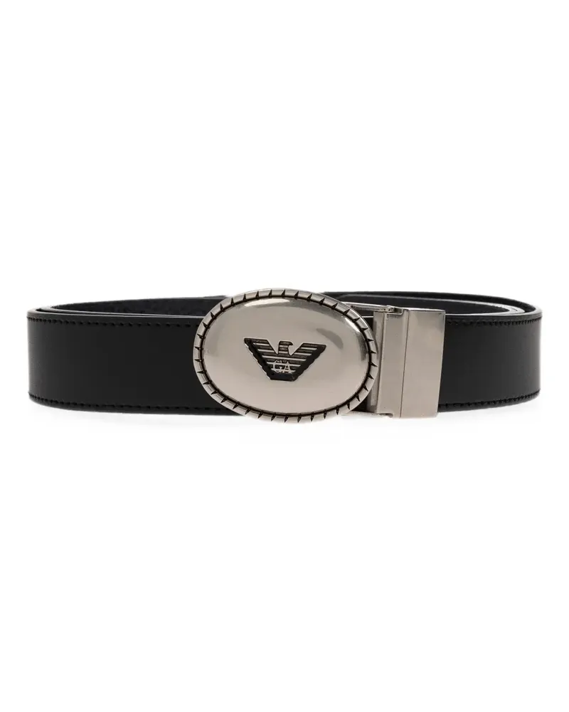 Emporio Armani Wendbarer Gürtel mit Logo-Schild - Schwarz Schwarz