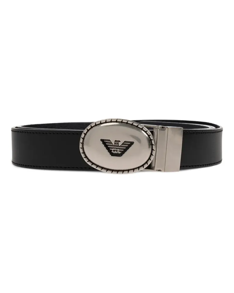 Emporio Armani Wendbarer Gürtel mit Logo-Schild - Schwarz Schwarz
