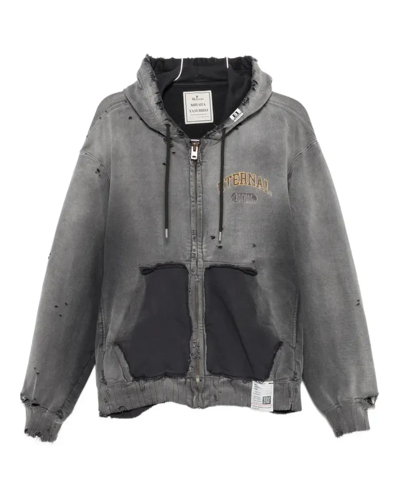 MIHARAYASUHIRO distressed logo-print jacket - Schwarz Schwarz