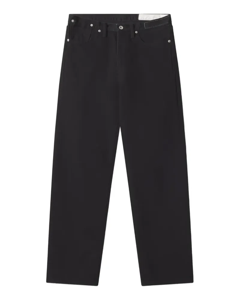 Kitsuné Gerade Jeans mit Fuchs-Patch - Schwarz Schwarz
