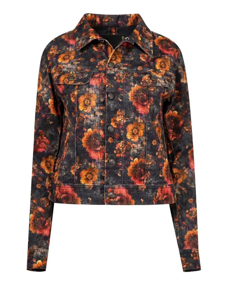 R13 floral skinny trucker jacket - Schwarz Schwarz