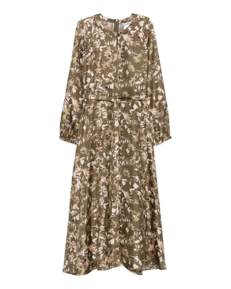 Max Mara Midikleid mit Gürtel - Grün Grün